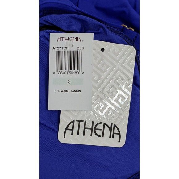 Athena Womens Size 8 Blue Adjustable Strap Ruffle Waist Swimsuit Tankini Top - Picture 6 of 9